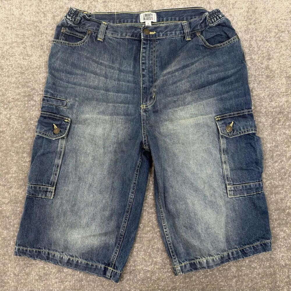 Liberty Blues Mens Size 38 Cargo Jean Shorts Big & Tall